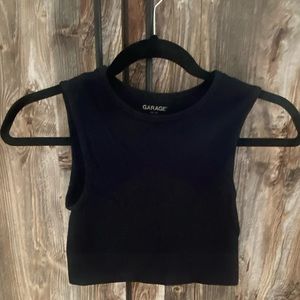 Black ribbed muscle cut tank top from Garage in size XS